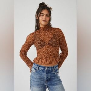 NWT Free‎ People - Hello There Top Leopard Print Combo Size XS